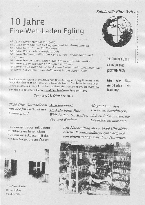 10 Jahre Eine Welt Laden Egling